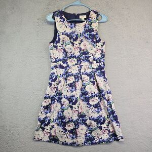 Ann Taylor LOFT Dress Womens 6 Fit N Flare Floral Pleated Colorful Summer Preppy
